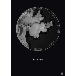 Affiche Abu Simbel – Poster vue satellite 0.5km N&B | Gravura – Fond foncé