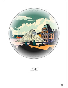 Paris Vintage Travel Poster – Louvre Museum | Gravura – Light background