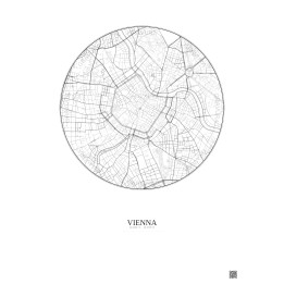 Affiche Vienna – Poster carte de ville 2.5km | Gravura – Fond cl