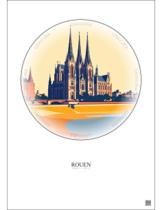 Rouen Vintage Travel Poster – Rouen | Gravura – Light background