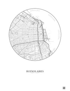 Affiche Buenos Aires – Poster carte de ville 6km | Gravura – Fond clair