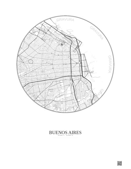Buenos Aires City Map Poster 6km | Gravura – Light background