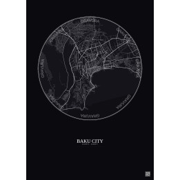 Baku City City Map Poster 10km | Gravura – Dark background