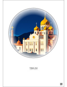 Tbilisi Vintage Travel Poster – Holy Trinity Cathedral Of Tbilisi | Gravura – Light background