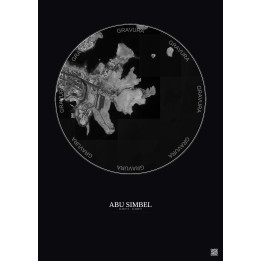 Abu Simbel Satellite View Poster 1km B&W | Gravura – Dark background