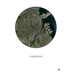 Affiche Copenhagen – Poster vue satellite 6km Couleur | Gravura – Fond clair