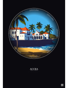 Accra Vintage Travel Poster – Accra | Gravura – Dark background