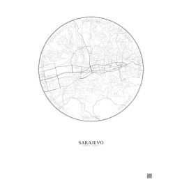 Sarajevo City Map Poster 2.5km | Gravura – Light background