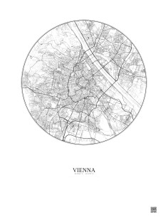 Affiche Vienna – Poster carte de ville 10km | Gravura – Fond clair