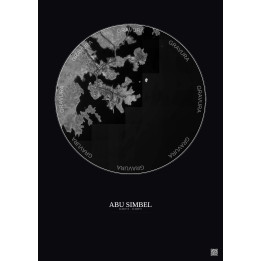 Abu Simbel Satellite View Poster 2.5km B&W | Gravura – Dark background