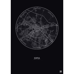 Sofia City Map Poster 10km | Gravura – Dark background