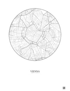 Affiche Vienna – Poster carte de ville 2.5km | Gravura – Fond clair