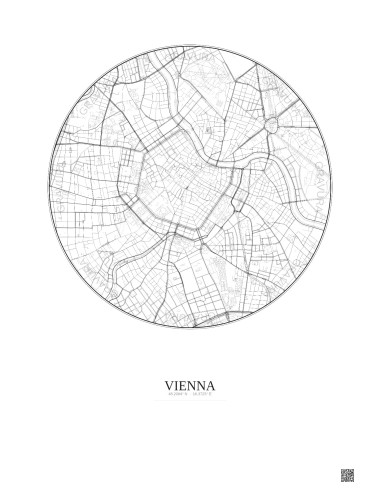 Vienna City Map Poster 2.5km | Gravura – Light background