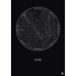Affiche La Paz – Poster carte de ville 2.5km | Gravura – Fond fo