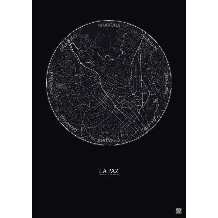 Affiche La Paz – Poster carte de ville 2.5km | Gravura – Fond fo