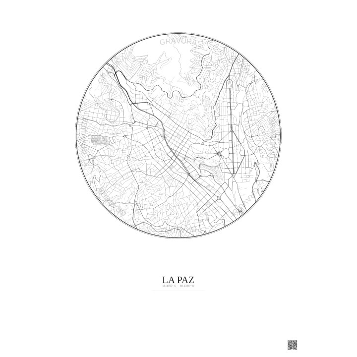 Affiche La Paz – Poster carte de ville 2.5km | Gravura – Fond cl