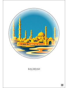 Baghdad Vintage Travel Poster – Baghdad | Gravura – Light background