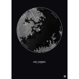 Affiche Abu Simbel – Poster vue satellite 5km N&B | Gravura – Fond foncé