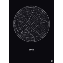 Affiche Minsk – Poster carte de ville 2.5km | Gravura – Fond fon