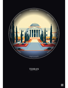Tehran Vintage Travel Poster – University Of Tehran | Gravura – Dark background
