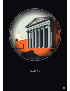 Naples Vintage Travel Poster – Museo Archeologico Nazionale Di Napoli | Gravura – Dark background