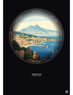 Naples Vintage Travel Poster – Napoli | Gravura – Dark background