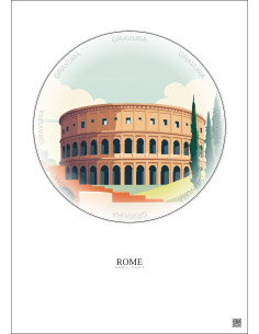 Rome Vintage Travel Poster – Colosseum | Gravura – Light background