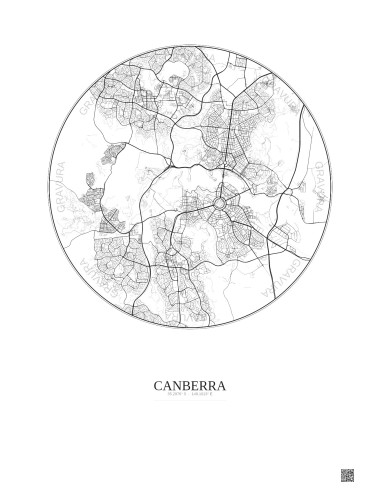 Affiche Canberra – Poster carte de ville 10km | Gravura – Fond clair