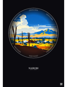 Affiche Nairobi – Poster illustration vintage – Nairobi | Gravura – Fond foncé