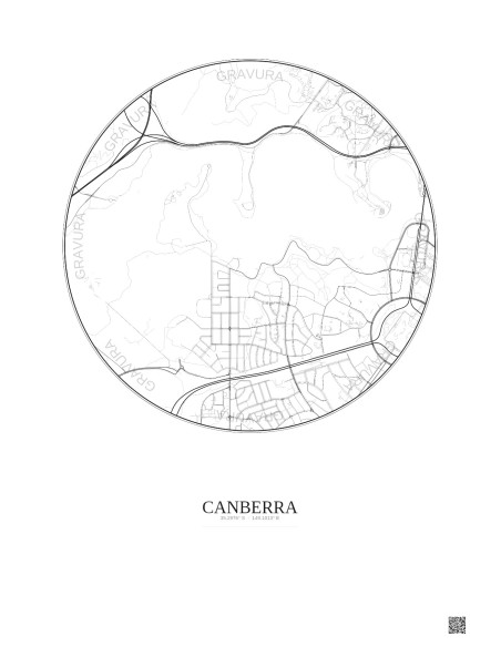 Affiche Canberra – Poster carte de ville 2.5km | Gravura – Fond clair