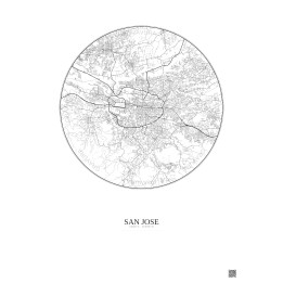 San Jose City Map Poster 10km | Gravura – Light background