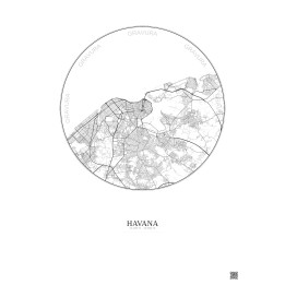 Havana City Map Poster 10km | Gravura – Light background