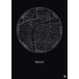 Affiche Prague – Poster carte de ville 2.5km | Gravura – Fond fo