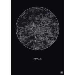 Affiche Prague – Poster carte de ville 10km | Gravura – Fond fon