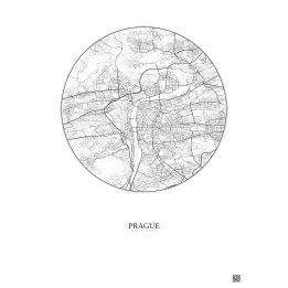 Affiche Prague – Poster carte de ville 6km | Gravura – Fond clai