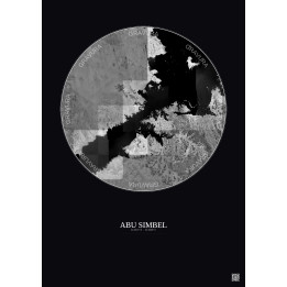 Affiche Abu Simbel – Poster vue satellite 30km N&B | Gravura – Fond foncé