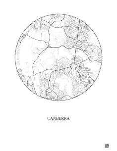 Affiche Canberra – Poster carte de ville 6km | Gravura – Fond clair