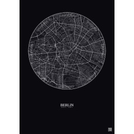 Affiche Berlin – Poster carte de ville 6km | Gravura – Fond fonc