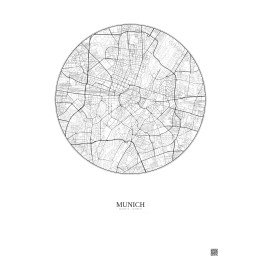 Affiche Munich – Poster carte de ville 5km | Gravura – Fond clai