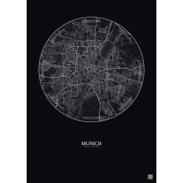 Affiche Munich – Poster carte de ville 10km | Gravura – Fond fon