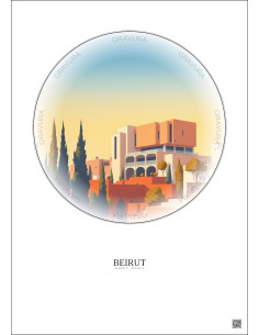 Affiche Beirut – Poster illustration vintage – Sursock Museum | Gravura – Fond clair