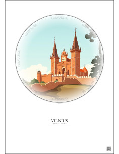 Vilnius Vintage Travel Poster – Palace Of The Grand Dukes | Gravura – Light background