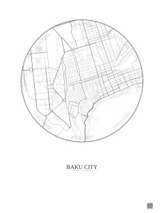 Affiche Baku City – Poster carte de ville 2.5km | Gravura – Fond clair