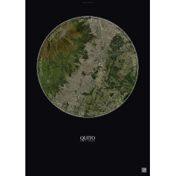 Affiche Quito – Poster vue satellite 10km Couleur | Gravura – Fond foncé