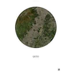Affiche Quito – Poster vue satellite 10km Couleur | Gravura – Fond clair