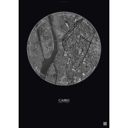 Affiche Cairo – Poster vue satellite 2.5km N&B | Gravura – Fond foncé