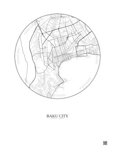 Baku City City Map Poster 6km | Gravura – Light background