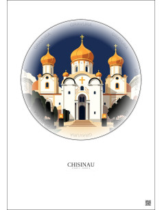 Chisinau Vintage Travel Poster – Nativity Of Christ Cathedral | Gravura – Light background