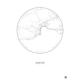 Ajaccio City Map Poster 5km | Gravura – Light background