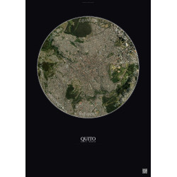 Affiche Quito – Poster vue satellite 2.5km Couleur | Gravura – Fond foncé
